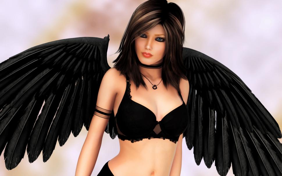 Fantasy girl, angel, black wings wallpaper,Fantasy HD wallpaper,Girl HD wallpaper,Angel HD wallpaper,Black HD wallpaper,Wings HD wallpaper,1920x1200 wallpaper