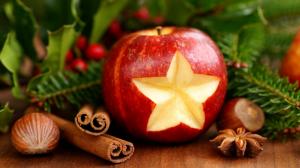 Festive red apple and decorative wallpaper thumb