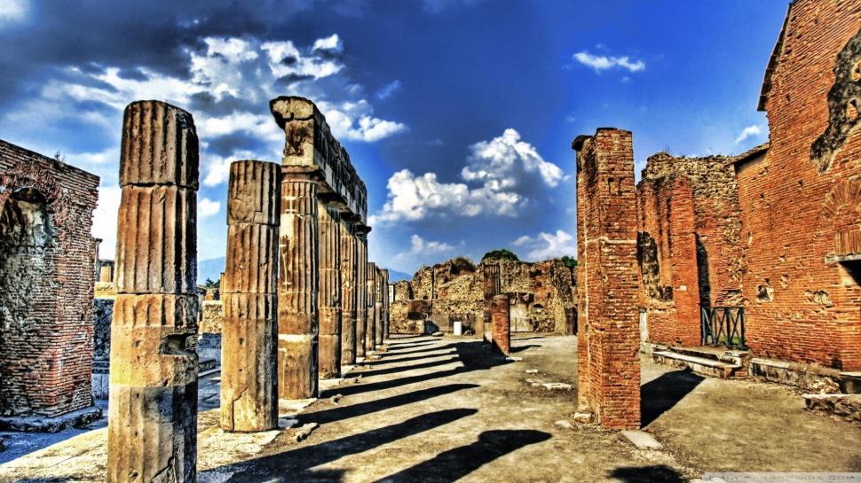 Blue Skies Of Pompeii Hdr wallpaper,ruins HD wallpaper,clouds HD wallpaper,ancient HD wallpaper,nature & landscapes HD wallpaper,1920x1080 wallpaper
