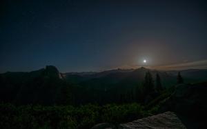 Moonlight Night Landscape Mountains HD wallpaper thumb