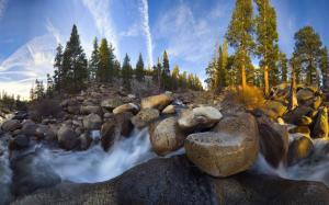 Mountain streams and stone landscape wallpaper thumb