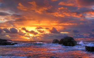 Sunset sea rocks wallpaper thumb