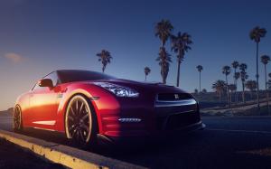 Nissan GTR R35 red car front view wallpaper thumb