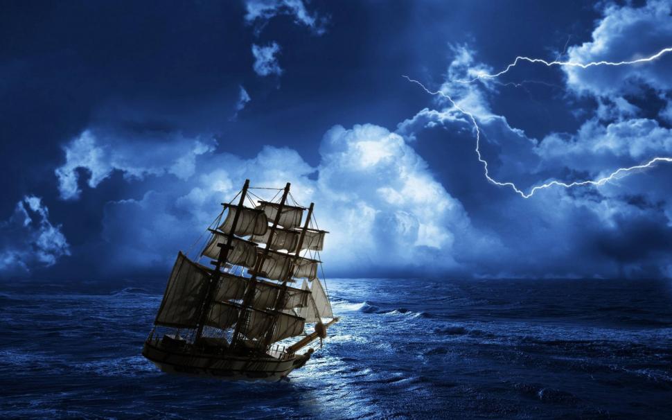 Thunder and lightning at night, offshore sailing wallpaper,Thunder HD wallpaper,Lightning HD wallpaper,Night HD wallpaper,Offshore HD wallpaper,Sailing HD wallpaper,2560x1600 wallpaper