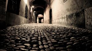 Cobblestoned Alley At Night wallpaper thumb