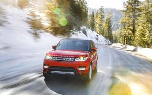 Land Rover Range Rover red car in winter wallpaper thumb