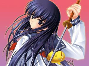 Anime girl holding a sword wallpaper thumb