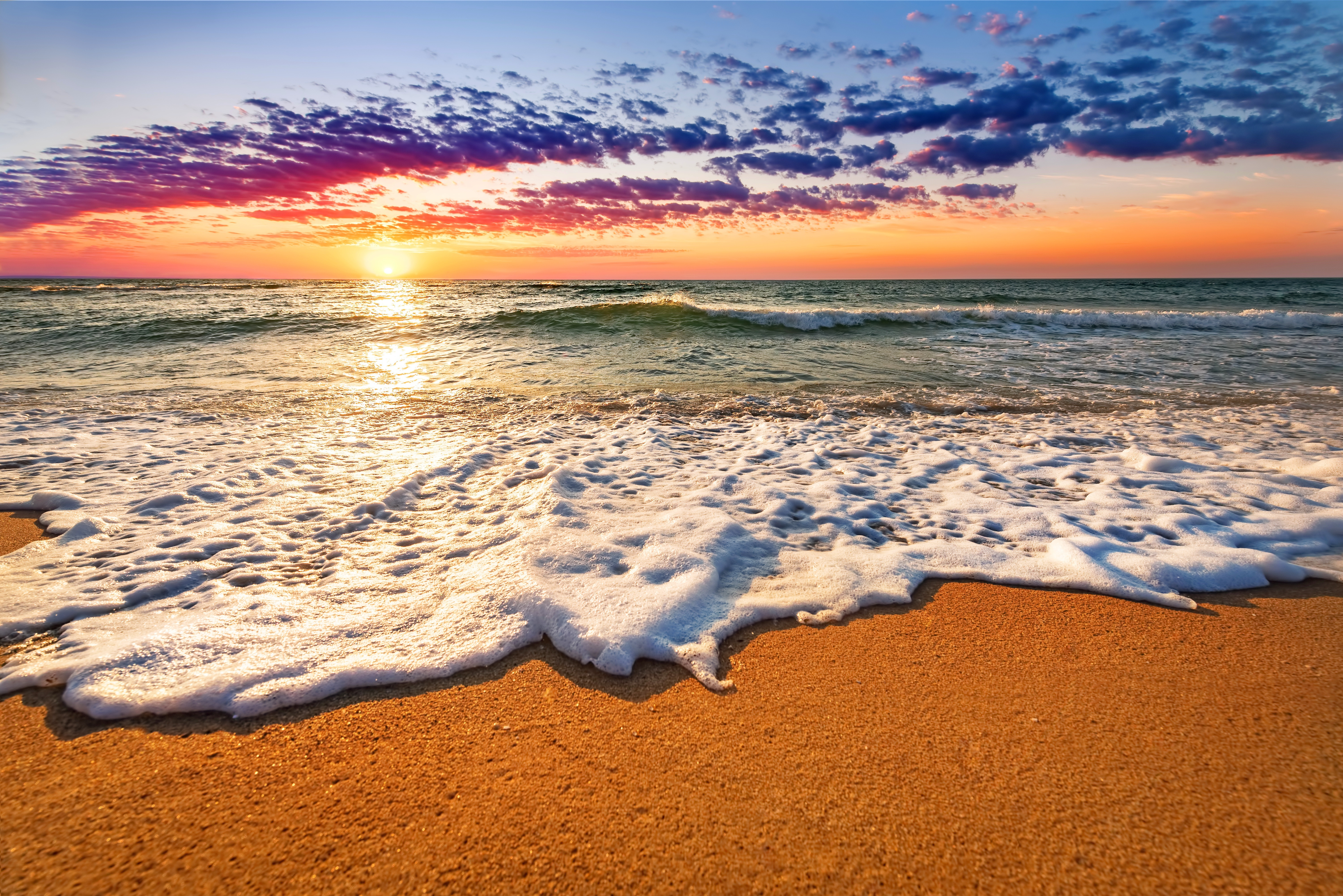 Sunset beach sea wallpaper | nature and landscape | Wallpaper Better