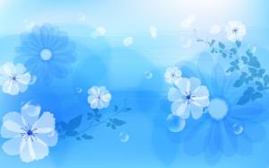 flowers, drawing, blue, background wallpaper thumb
