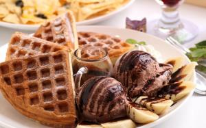 Waffle with chocolate ice cream wallpaper thumb