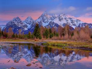 Wyoming, USA, mountains, forest, lake, rocks, trees wallpaper thumb
