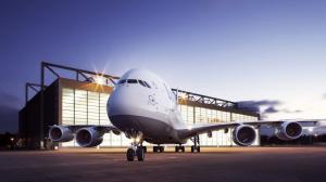 Front of Lufthansa Airbus A380 wallpaper thumb