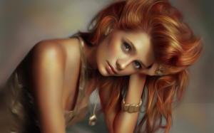 Mischa Barton, the art of painting girl, red hair wallpaper thumb