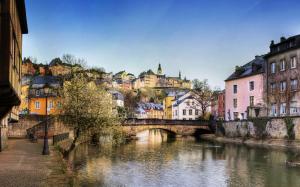 Luxembourg, houses, bridge, river, trees wallpaper thumb