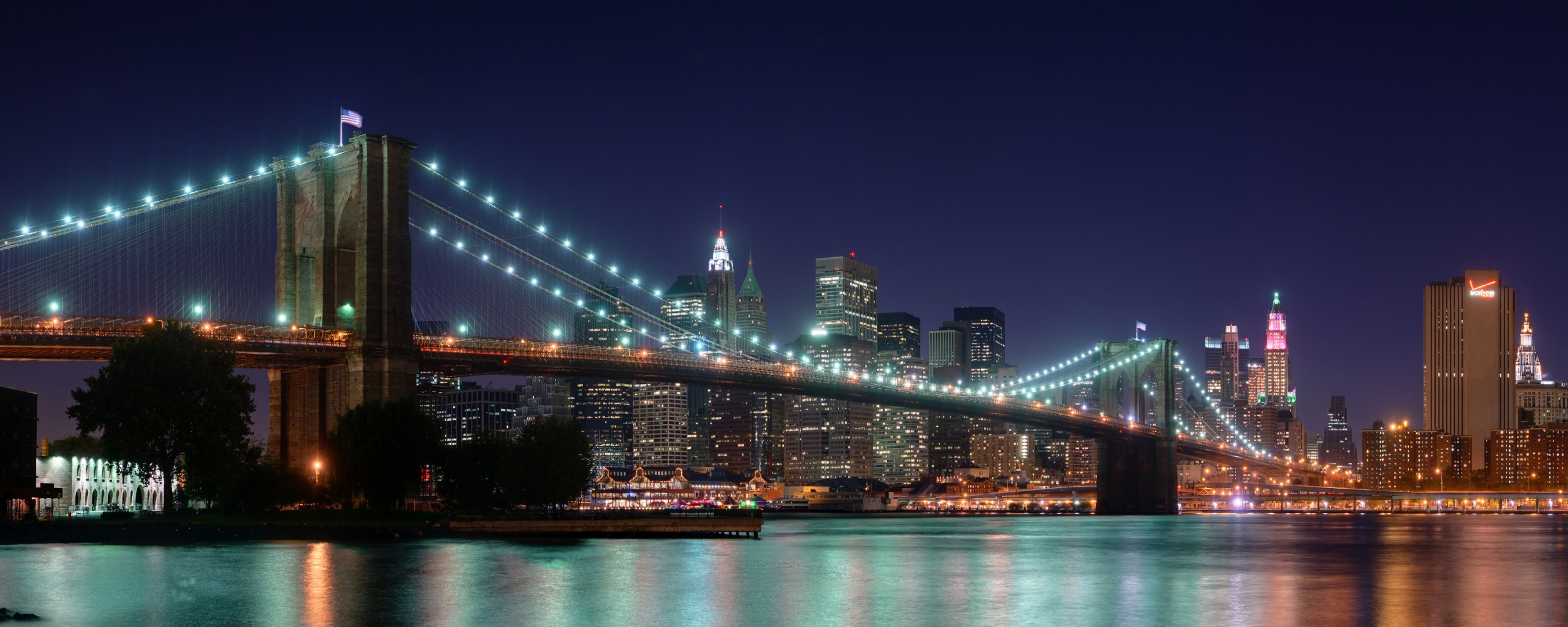 Download wallpaper for 2560x1440 resolution | Brooklyn Bridge Panorama Dual  Monitor | other | Wallpaper Better