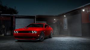 Red Car, Dodge, Dodge Challenger SRT, Night, Light wallpaper thumb