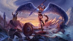 Fantasy girl, angel, wings, warrior, battle wallpaper thumb