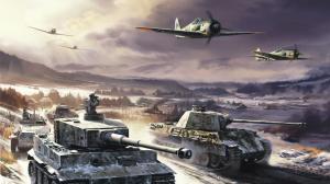 World War II, Germany, Tiger I, Pzkpfw V Panther, Focke-Wulf, Aircraft, Tank wallpaper thumb