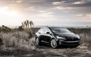 Tesla Model X black electric car wallpaper thumb