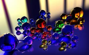 balls, molecule, massager, glass, reflection, color wallpaper thumb