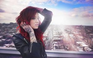 Red hair tattoos girl wallpaper thumb