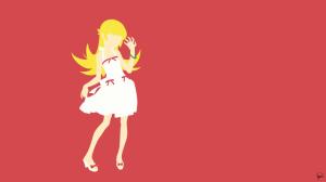 Oshino Shinobu, Vectors, Anime Vectors, Monogatari Series, Anime Girls, Long Hair, Dress, Red Background, Anime wallpaper thumb