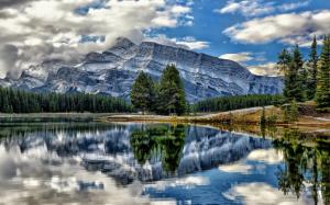 Vermillion Lakes, Banff National Park, Alberta, Canada, mountains, trees wallpaper thumb