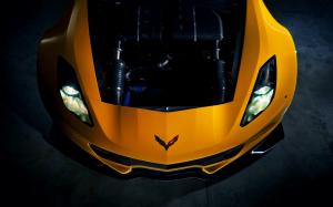 Chevrolet Corvette Stingray yellow supercar front view wallpaper thumb