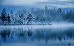 Landscape, Nature, Lake, Mist, Trees, Sunrise, Water, Finland wallpaper thumb