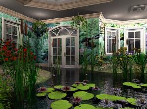 the greenhouse Abstract cattails Door flowers Green indoor lily pads nature plants Water windows HD wallpaper thumb