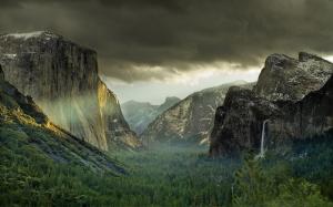 Valley Landscape Mountains Waterfall HD wallpaper thumb