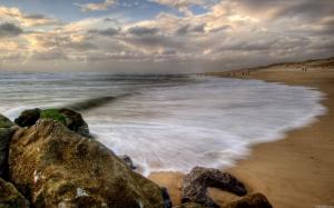 Beach Ocean HDR Clouds Timelapse HD wallpaper thumb