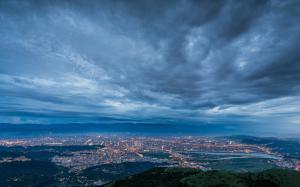 China, Taiwan, Taipei City, evening, twilight, dark blue, lights wallpaper thumb