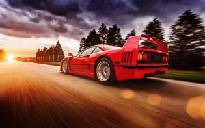 Ferrari F40 red supercar in high speed wallpaper thumb