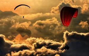 Nature, Landscape, Paragliding, Aerial View, Clouds, Mountain wallpaper thumb