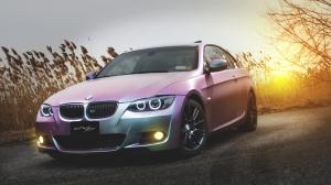 BMW E92 M3 pink car at sunset wallpaper thumb