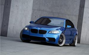 BMW M5 F10 Blue Car Parking wallpaper thumb