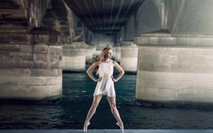 Beautiful girl, ballerina, grace, bridge wallpaper thumb