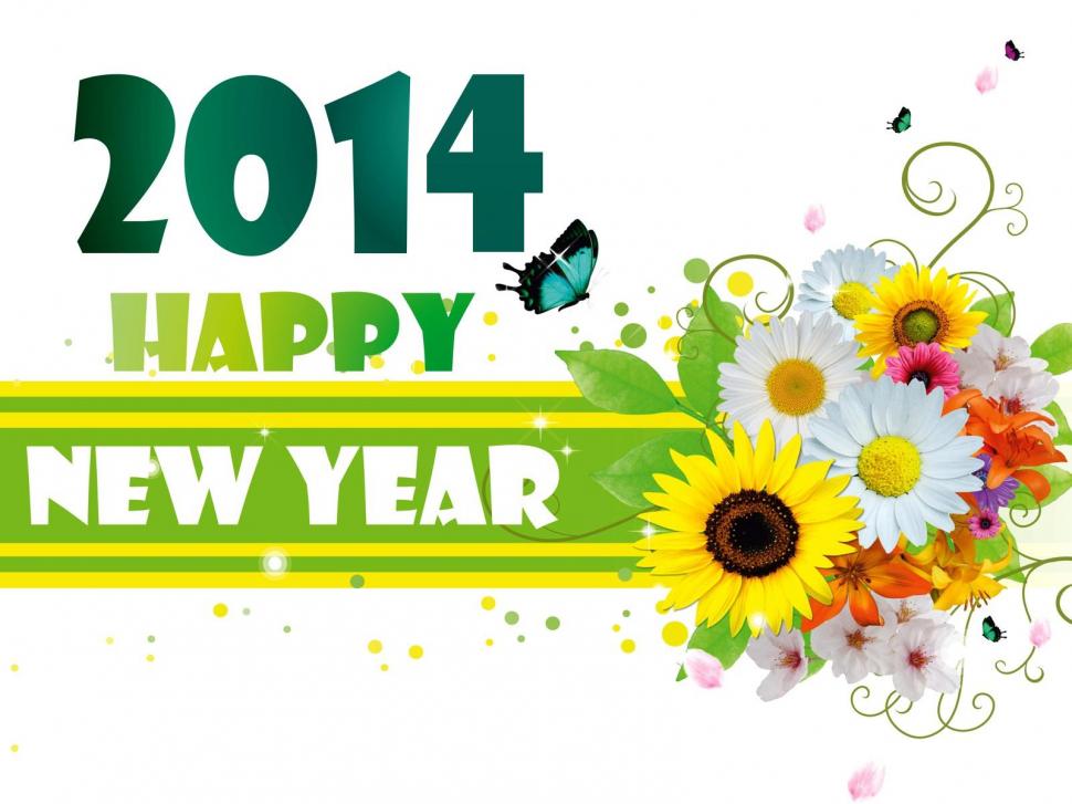 Happy New Year 2014 With Flowers wallpaper,new year wallpaper,2014 wallpaper,happy new year 2014 wallpaper,flowers wallpaper,1600x1200 wallpaper