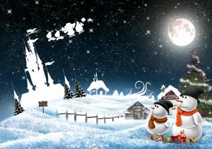 new year, snowmen, night, greeting, holiday, christmas wallpaper thumb