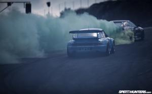 Porsche Toyota Supra Drift Burnout Smoke HD wallpaper thumb