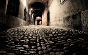 The corridors of the ancient city at night wallpaper thumb