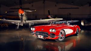1962 Chevrolet Corvette With A P51 Mustang Fighter wallpaper thumb