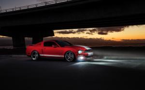 Ford Mustang Shelby GT500 red car at night wallpaper thumb