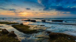 Coast landscape, nature, sea, water, rocks, sunset wallpaper thumb