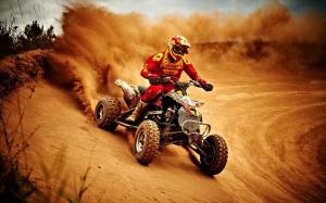 Sports, motorcycle race, dusty wallpaper thumb