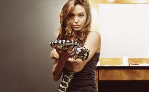 angelina jolie, snake, photo shoot, glamor, seduction wallpaper thumb