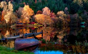 The autumn lake forest morning wallpaper thumb