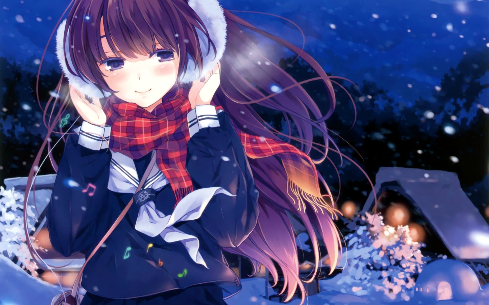 Cold Winter Nights Girl Snow Anime Hd Wallpaper Anime