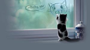 Animals, Cat, Baby Animals, Kittens, Jars, Window, Digital art wallpaper thumb